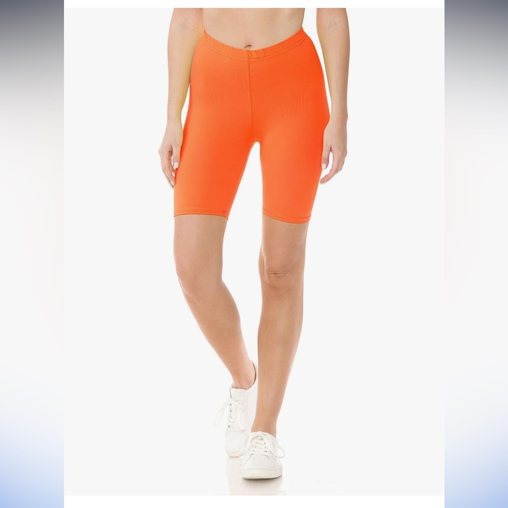 Orange High Waisted Biker Shorts